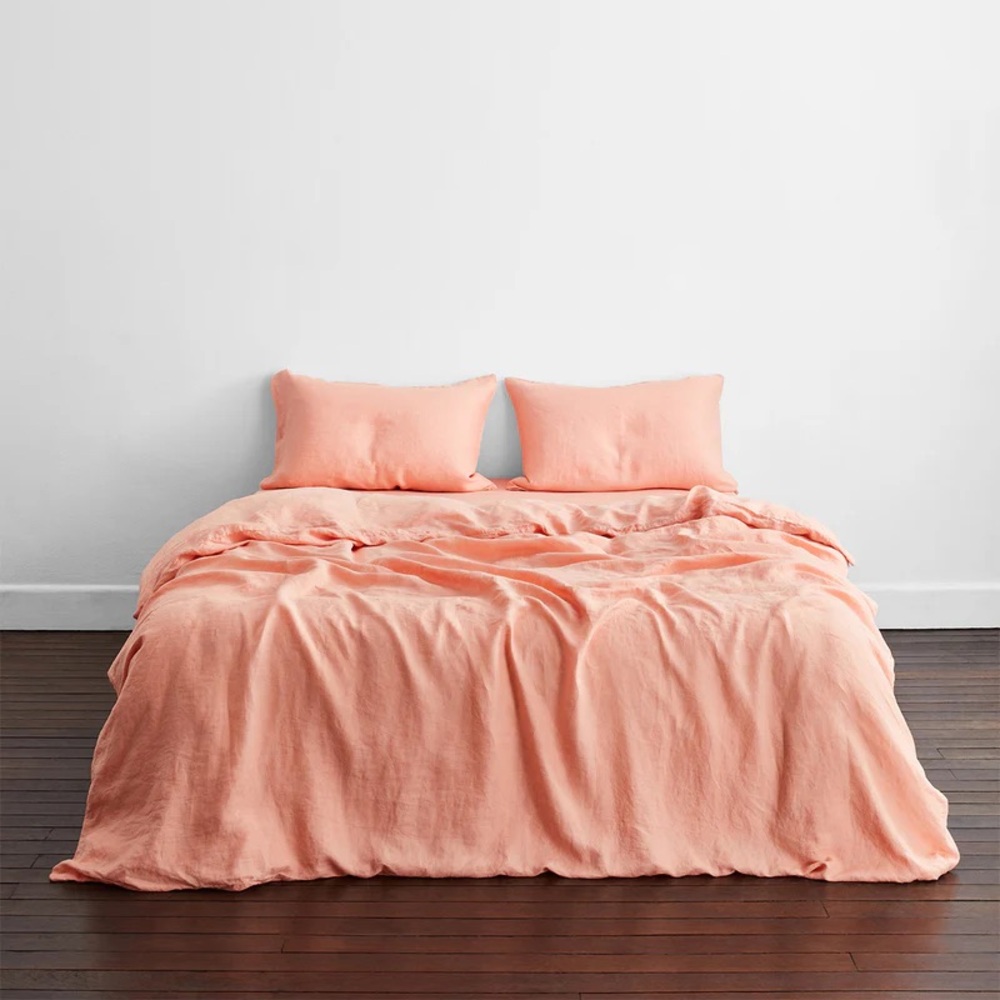Bed Threads Peach Linen Twin Duvet